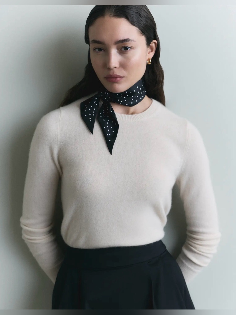 Quince Mongolian ivory Crewneck Sweater - Soft Lightweight Knit